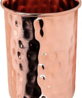 Hammered Copper Water Dispenser Pot 10 Liter With Brass Stand Tap And Knob Includes 4 Copper Tumblers close-up view of tumbler