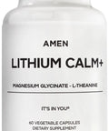 Lithium Calm Plus Supplement With Lithium Orotate, Magnesium Glycinate And Oxide, And L Theanine For Real Focus And Calm, 60 Capsules