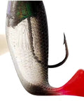 Close-up of Five Piece Soft Plastic Fishing Lure Set, 8Cm T Tail Bait with 3D Eyes and sharp treble hooks, PVC material