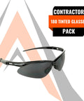 Foreman Approved Rugged Safety Glasses Featuring Anti Scratch And Anti Fog Coating Lightweight Comfort Fit Heavy Duty Tinted Lenses For Trade Crews Certified Bulk Pack Of 180, shown in profile with tinted lenses.