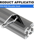 Cool 8 Pack Silver Sliding Hooks Perfect For 3030 And 4040 Aluminum Extrusion Profiles With Smooth Gliding Action For Your Heavy Duty DIY Projects And Custom Frame Builds, shown connecting to aluminum profile.