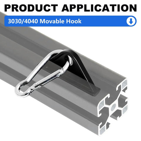 Cool 8 Pack Silver Sliding Hooks Perfect For 3030 And 4040 Aluminum Extrusion Profiles With Smooth Gliding Action For Your Heavy Duty DIY Projects And Custom Frame Builds, shown connecting to aluminum profile.