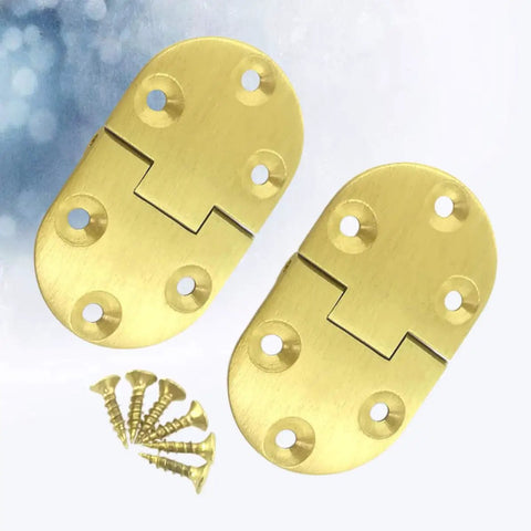 2 Piece Silent Close Spring Hinges In Solid Copper Deliver A Smooth 90 Degree Fold Rock Solid Torque Lock For Countertops Interior Doors And Diy Repairs Made For Real World Use, showing gold spring hinges and screws.