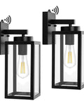 Two Pack Dusk To Dawn Outdoor Wall Lanterns With Photocell Sensor Exterior Porch And Garage Lights In Vintage Matte Black