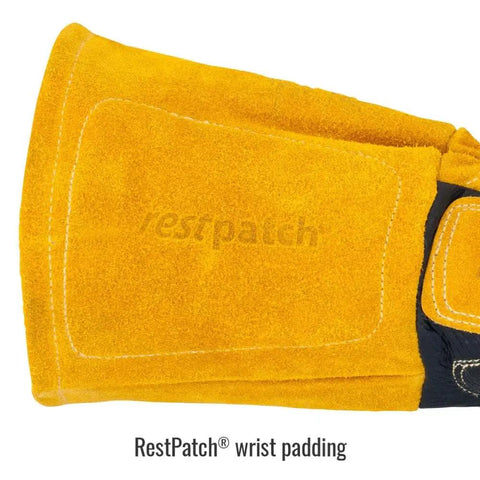 Extreme Pigskin And Cowhide Build MIG Welding Gloves Large Heavy Duty Kevlar Reinforced Stitching Heat And Spark Resistant RestPatch wrist pad