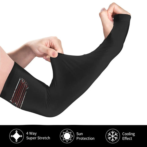 Stay Chill All Summer Long With These Dope Ice Silk Cooling Arm Sleeves Featuring A Bold Usa Flag Print That Keeps You Breezy While Giving Serious Uv Sun Blocking Power For Hardworking Mechanics And Outdoor Enthusiasts Daily. Stretchy black cooling arm sleeve with sun protection.