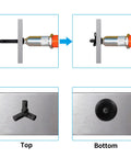 Heavy Duty Black Aluminum Blind Rivets 60 Piece 3 16 By 1 Inch Pop Fasteners showing installation steps with secure top and bottom views.