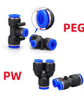 Grab This Awesome 100 Piece Pneumatic Push To Connect Fitting Kit With Quick Hose Assembly For Air And Water Systems Matching 4Mm 6Mm 8Mm 10Mm 12Mm 14Mm 16Mm Tubing Perfect For Compressors And Industrial Gear; black PEG and PW fittings with blue seals