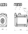 Technical drawing of 750W AC Servo Motor Driver Kit For Industrial Automation 220V 3000 RPM 2.39 Nm Torque 17 Bit Encoder Without Brake