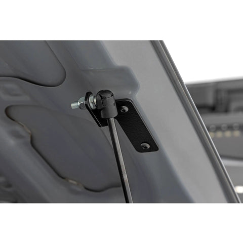 Close-up of Toyota Tacoma Hood Lift Kit With Hydraulic Hood Assist Hands Free Lift No Prop Rod Easy Bolt On Hood Struts Pair 2016-2023