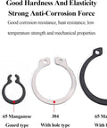 Super Tough 5 Pack Snap Rings For Gears And Bearings Heavy Duty C-Clips with various types and materials for machinery parts.