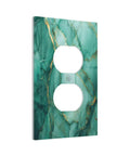 Turquoise And Gold Gemstone Marble Texture Switch Plate One Gang Duplex Outlet Cover showcasing bold design and elegant finish.