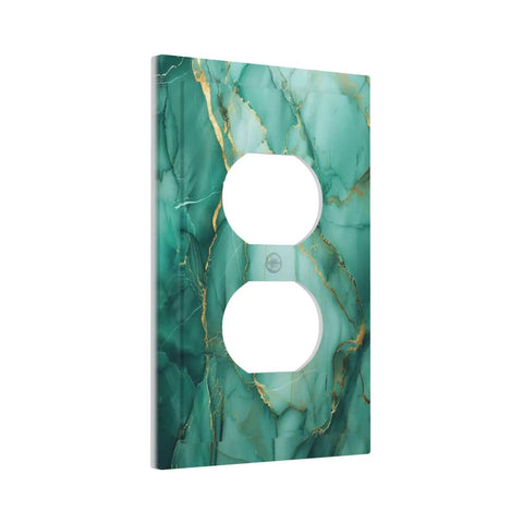 Turquoise And Gold Gemstone Marble Texture Switch Plate One Gang Duplex Outlet Cover showcasing bold design and elegant finish.