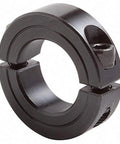 Steel Two Piece Clamping Collar With Black Oxide Finish For Seven Eighths Bore And One And Five Eighths Outer Diameter Includes Quarter Inch Twenty Eight Pitch Five Eighths Inch Set Screw Delivers 360 Degree Shaft Clamp And Easy Non Marring Install