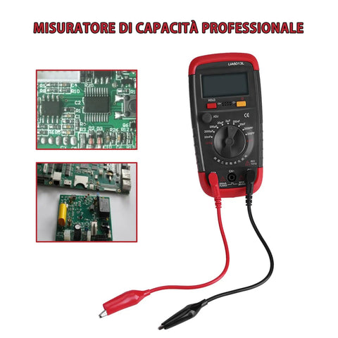 Pro Digital Capacitance Meter And Multimeter Capacitance Tester Handheld 0.1 pF To 20 000 uF With Nine Range Battery Powered