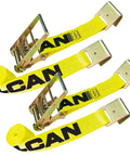Built Tough Heavy Duty Ratchet Strap Set With Flat Hooks 4 Inch By 27 Foot 2 Pack Bright Yellow Load Tie Downs
