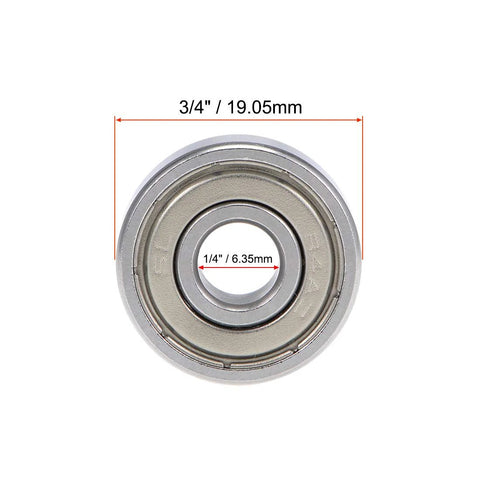 uxcell R4AZZ deep groove ball bearing, shielded; bore 1/4 in, outer diameter 3/4 in