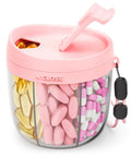 7 Compartment Pill Organizer For Travel With Anti Mix Design, Wide Mouth For Easy Access, BPA Free Patented Pill Container In Pink