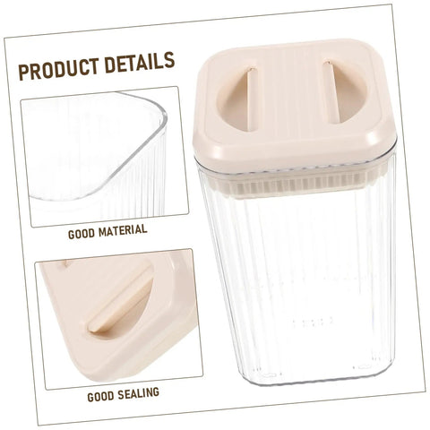 Keep Your Morning Grind Staying Dope And Fresh Inside This Space Saving Airtight Canister With A Tight Seal Lid For Easy Kitchen Stashing And Quick Cleanup, clear jar with beige lid.