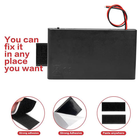 Tough As Nails Two Pack Eight AA Battery Holder Case with adhesive strip for versatility and 12 volts for DIY projects.
