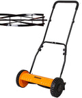 14 Inch Manual Push Reel Lawn Mower With 5 Blade Precision Cutting And Scissor Like Action For Clean Grass Snips, orange steel body