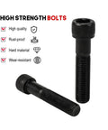 High strength bolts with black finish, featuring rust-proof and wear-resistant hard material for durable applications.