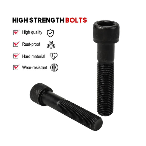 High strength bolts with black finish, featuring rust-proof and wear-resistant hard material for durable applications.