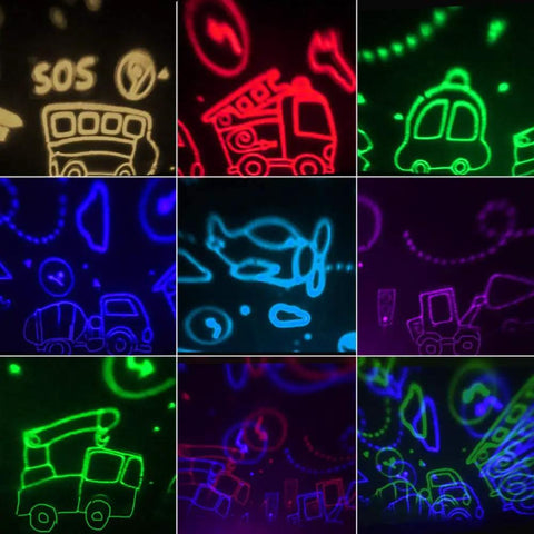 Kid Friendly Dinosaur And Car Night Light With 360 Degree Rotation And Nine Color Change Projector, Projects Car Shapes