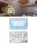 60 Piece Silver Stainless Steel Watch Winding Stem Extender Kit With Storage Box for watch repairs visible in tray