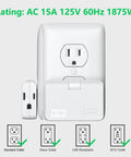 Swivel Wall Adapter Converts Two Prong To Three Prong With Polarized Grounding And Flat Straight Plug Design, showing compact design and outlet types.
