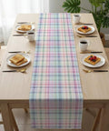 Pastel Colorful Plaid Linen Table Runner 72 Inch Long For Kitchen Island And Dining Room Decor Indoor Outdoor Party Ready