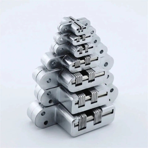 Stacked view of Beefy Built In Concealed Folding Door Hinge Set 2Pcs Hidden Double Spring Hinge Stainless Steel 140x97mm