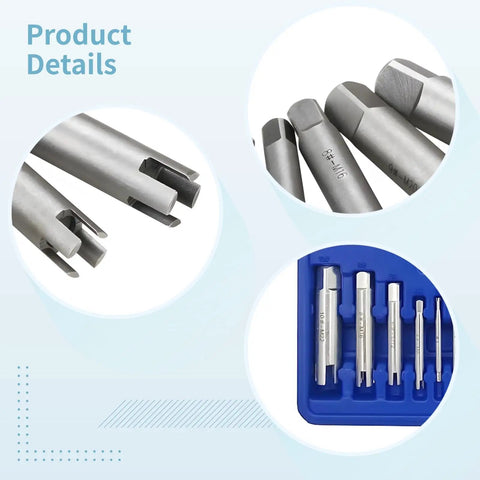 Heavy Duty 10 Pc Screw Tap Extractor Set M4 To M22 High Hardness Carbon Steel Easy Out Repair Kit For Stripped Damaged Broken Head Bolts Solid Grip In Your Car Or Home Tool Box, blue case