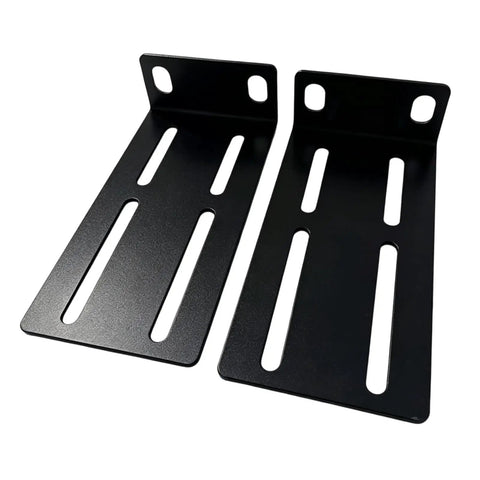 Rock Solid 1U Adjustable Rack Mount Pair For 19 Inch Server Cabinets Heavy Duty Steel Brackets with slotted design.