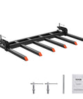 Clamp On Debris Forks For 60 Inch Buckets With 10mm Thick Ends And 4560 Lbs Load Capacity, showing five orange-tipped tines