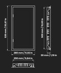 Dimensions illustration of Rock Solid Galvanized Steel Access Panel For Drywall 10X20 Inch with measurements shown.
