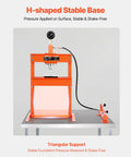 H-shaped stable base of 10 Ton H-Frame Hydraulic Shop Press With Plate And Base on a workbench, designed for stability and safety.