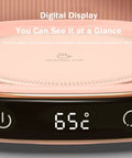 Desk Coffee Warmer With Auto Shut Off And Three Heat Modes Keeps Your Daily Brew Cozy Till The Last Sip Led Touchpad Display showing 65°C temperature.