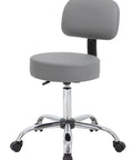 Be Well Medical Spa Style Adjustable Drafting Stool With Back Support, Ergonomic Gas Lift Office Chair For Long Hours, Durable Grey Stool