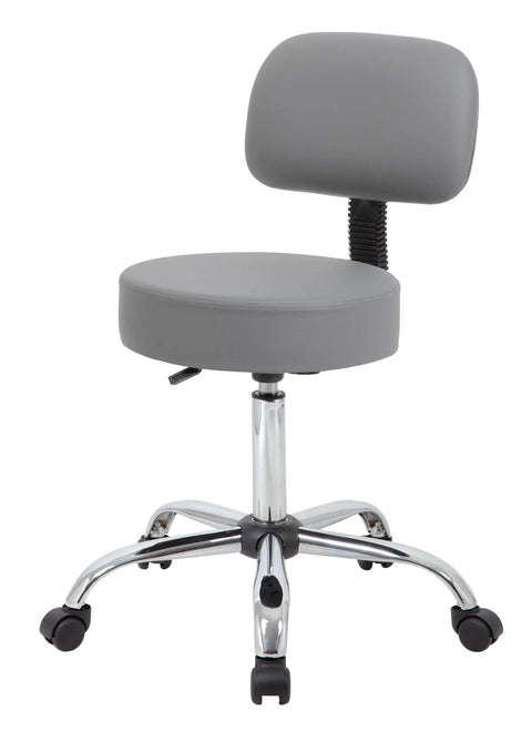 Be Well Medical Spa Style Adjustable Drafting Stool With Back Support, Ergonomic Gas Lift Office Chair For Long Hours, Durable Grey Stool