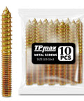 Badass Zinc Plated Hanger Bolts 10 Pack Double Ended Furniture Screws Heavy Duty Carbon Steel Self Tapping Fasteners, size 3/8-16 x 3 inches