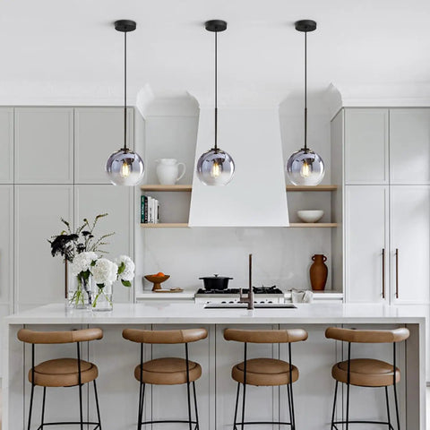 Bold Mercury Glass Pendant Light With Silver Gradient Globe Mid Century Modern Kitchen Island Ceiling Fixture