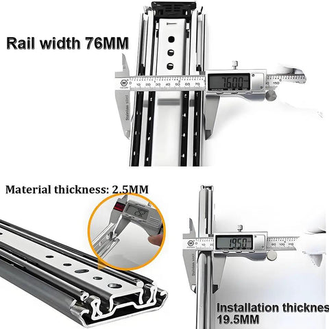 Beefy Heavy Duty 40 Inch Drawer Slides With 500 Pounds Capacity Locking Ball Bearing Rails, 76mm width and 2.5mm thickness