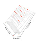 Built Tough White Metal Laboratory Bottle Drying Rack With Thirty Two Pegs For Test Tubes And Glassware showing dimensions and pegs.