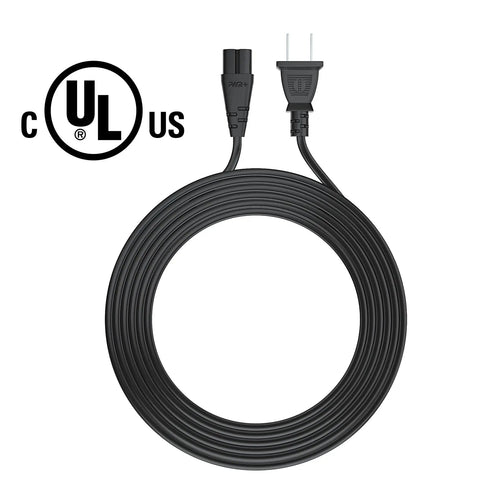 Heavy Duty 12 Feet TV Power Cord Featuring 2 Prong C7 Design Hits Different For Smart Television, black and coiled.