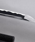 Practice Katana Sword With Full Tang Aluminum Steel Blade Blunt Edge For Safe Iaido Training close-up of blade tip