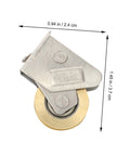 Heavy Duty Door And Window Bearing Pulley Roller Assembly Two Pack For Sliding Tracks, side view, metal and brass construction