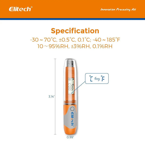 Go-To RC-51H USB Temperature Data Logger Reusable Digital Recorder For Medical Refrigerators And Food Cold Chain, 3.14 in pen-shaped device