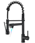 20 Inch Matte Black Kitchen Faucet With Pull Down Sprayer And Pot Filler Dual Spout LED Single Handle 360 Degree Swivel