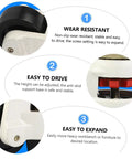 Beefy Heavy Duty Four Piece 3 Inch Adjustable Height Swivel Plate Casters Set for Workbenches and Equipment with 360 Degree Rotation Sturdy Load Bearing Industrial Transport Wheels, 3 inch nylon steel caster close-up